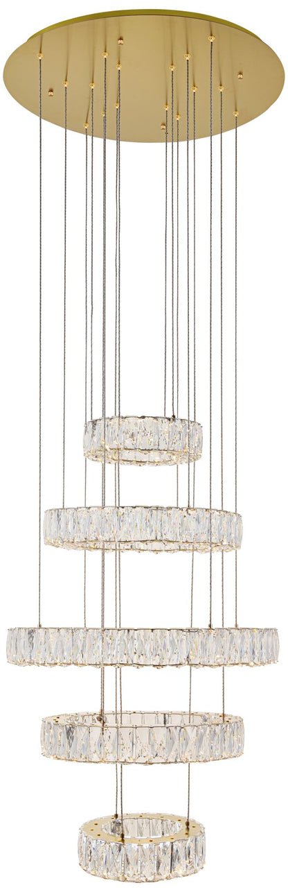 Monroe 25 1/2" Wide Gold and Crystal 5-Tier LED Chandelier