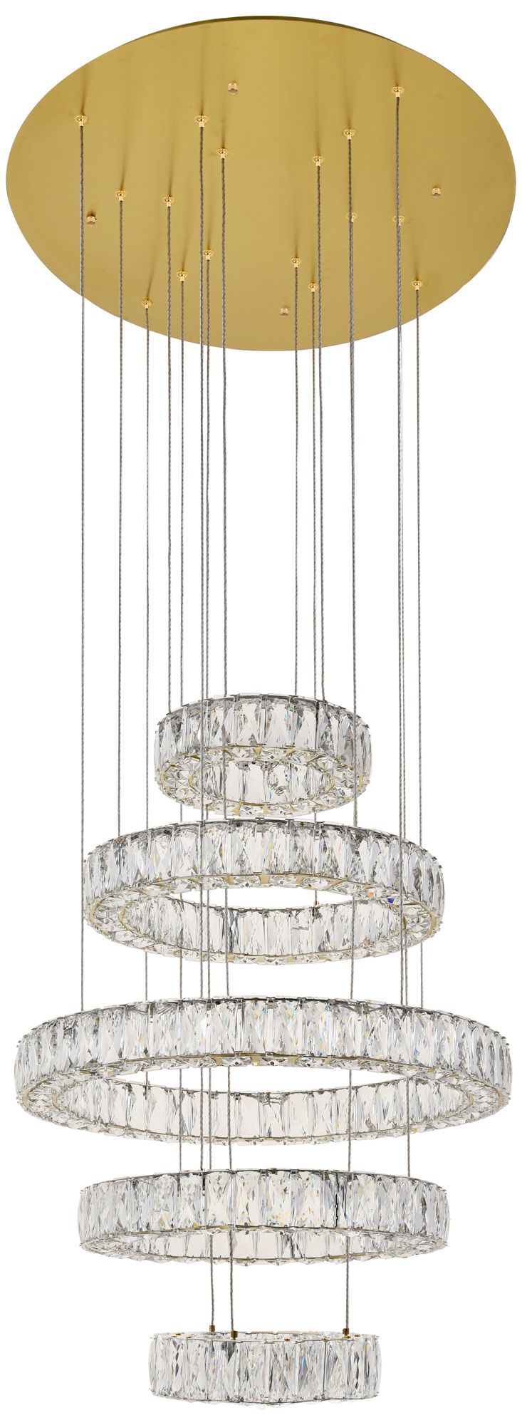 Monroe 25 1/2" Wide Gold and Crystal 5-Tier LED Chandelier