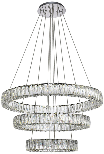 Monroe 31 1/2" Wide Chrome 3-Ring LED Chip Pendant