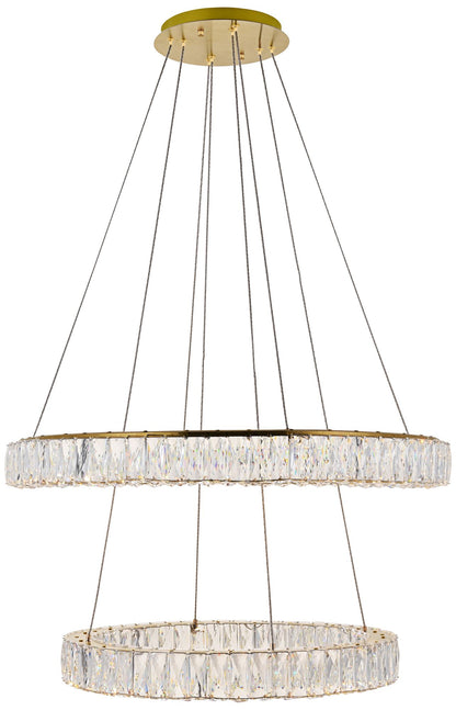 Monroe 31 1/2" Wide Gold and Crystal 2-Tier LED Chandelier