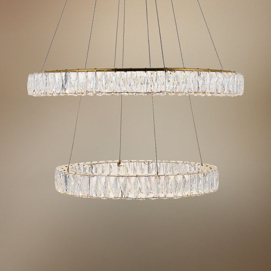 Monroe 31 1/2" Wide Gold and Crystal 2-Tier LED Chandelier