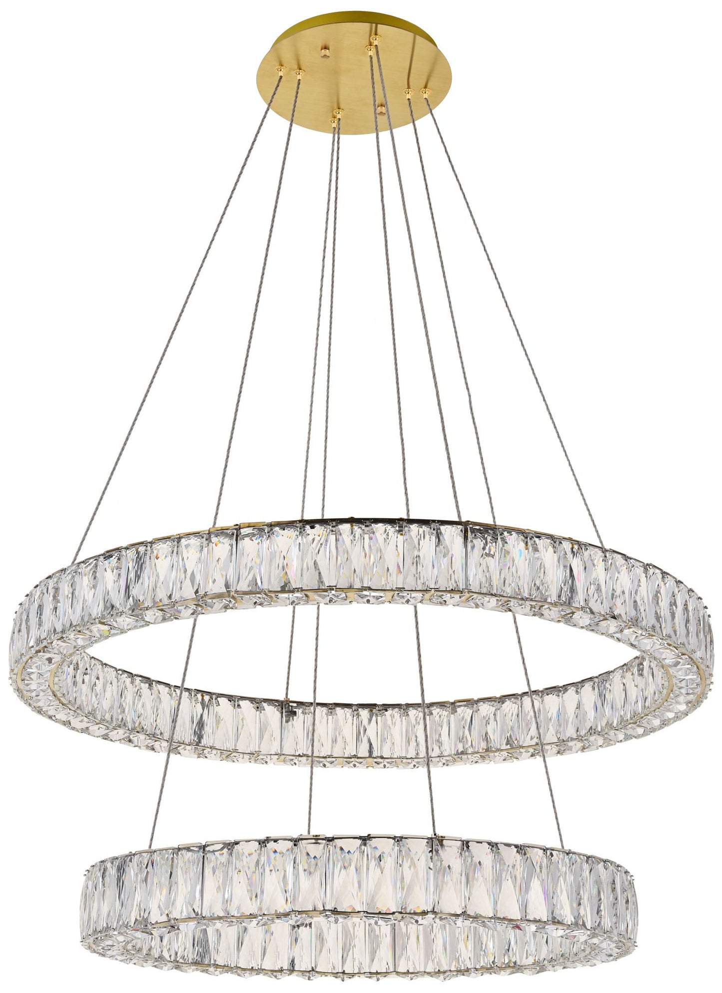 Monroe 31 1/2" Wide Gold and Crystal 2-Tier LED Chandelier