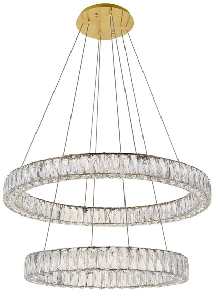 Monroe 31 1/2" Wide Gold and Crystal 2-Tier LED Chandelier