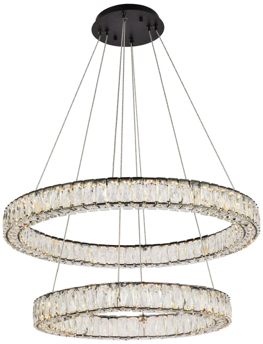 Monroe 32" Led Double Ring Chandelier In Black