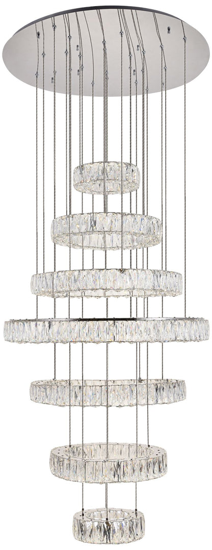 Monroe 33 1/2" Wide Chrome and Crystal 7-Tier LED Chandelier