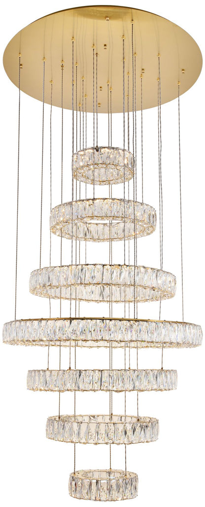 Monroe 34" Wide Gold and Crystal 7-Tier LED Chandelier