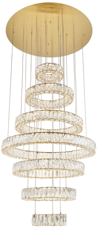 Monroe 34" Wide Gold and Crystal 7-Tier LED Chandelier