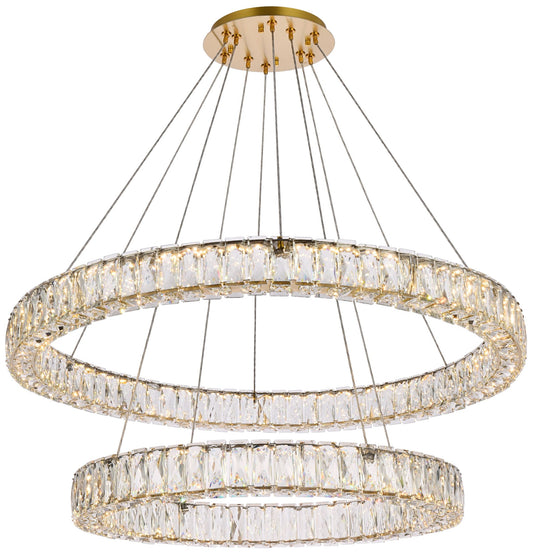 Monroe 36" Led Double Ring Chandelier In Gold