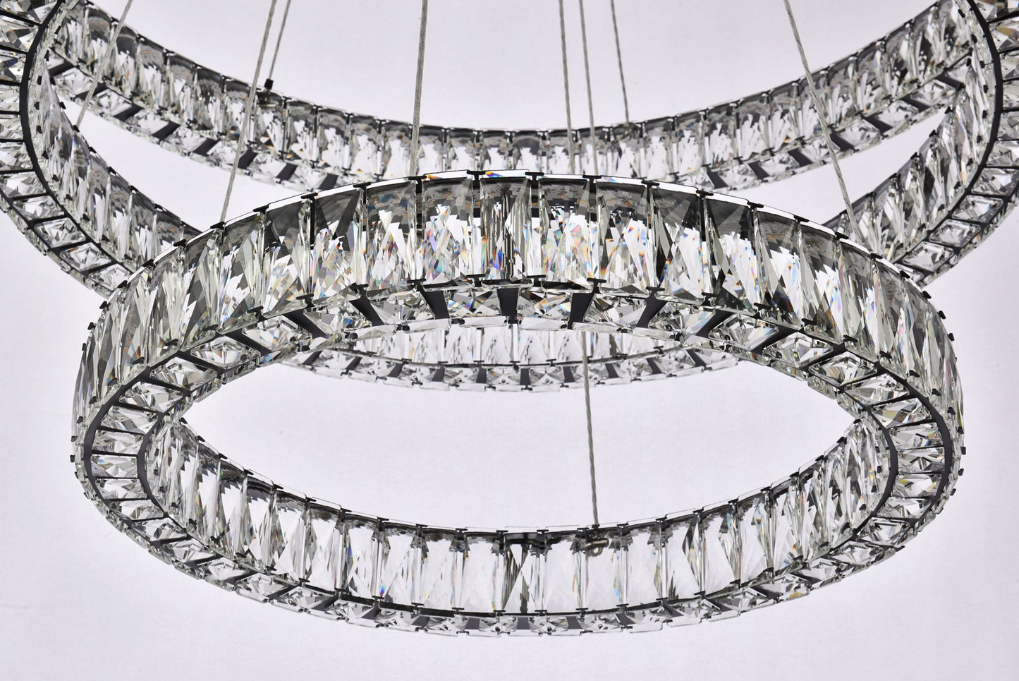 Monroe 40 1/2"W Black and Crystal Triple Ring LED Chandelier