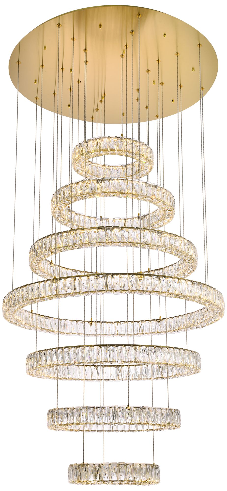 Monroe 40" Wide Gold Clear Crystal 7-Ring LED Chandelier