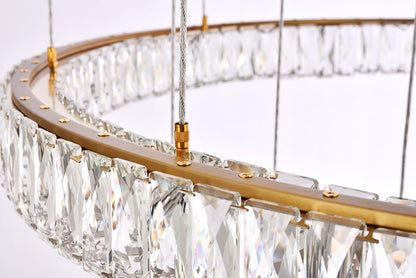 Monroe 40" Wide Gold Clear Crystal 7-Ring LED Chandelier