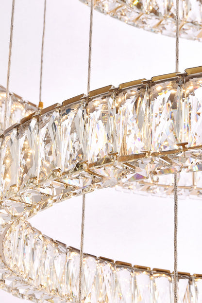 Monroe 40" Wide Gold Clear Crystal 7-Ring LED Chandelier