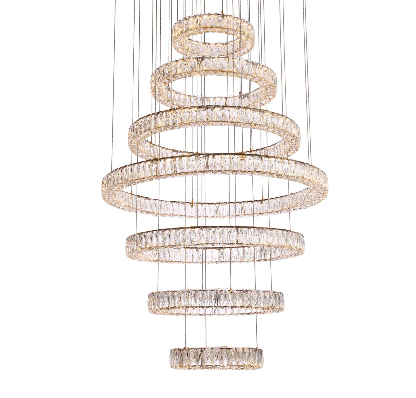 Monroe 40" Wide Gold Clear Crystal 7-Ring LED Chandelier