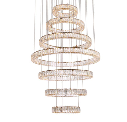 Monroe 40" Wide Gold Clear Crystal 7-Ring LED Chandelier