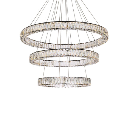 Monroe 41" Led Triple Ring Chandelier In Black