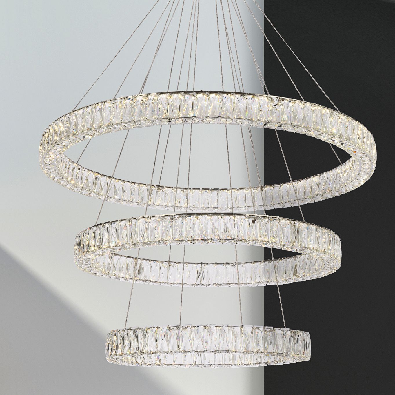 Monroe 41" Led Triple Ring Chandelier