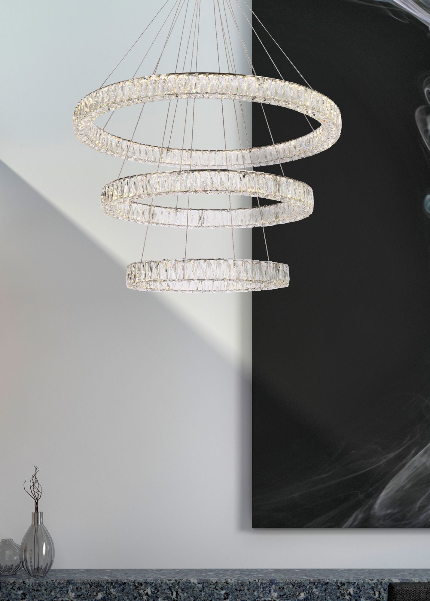 Monroe 41" Led Triple Ring Chandelier