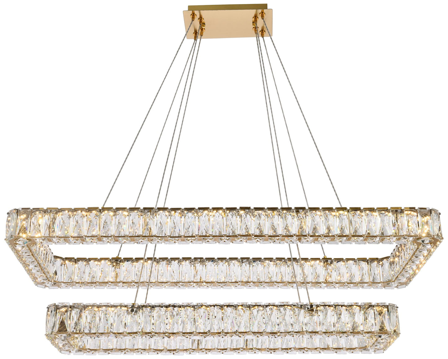 Monroe 42" Led Double Rectangle Pendant In Gold