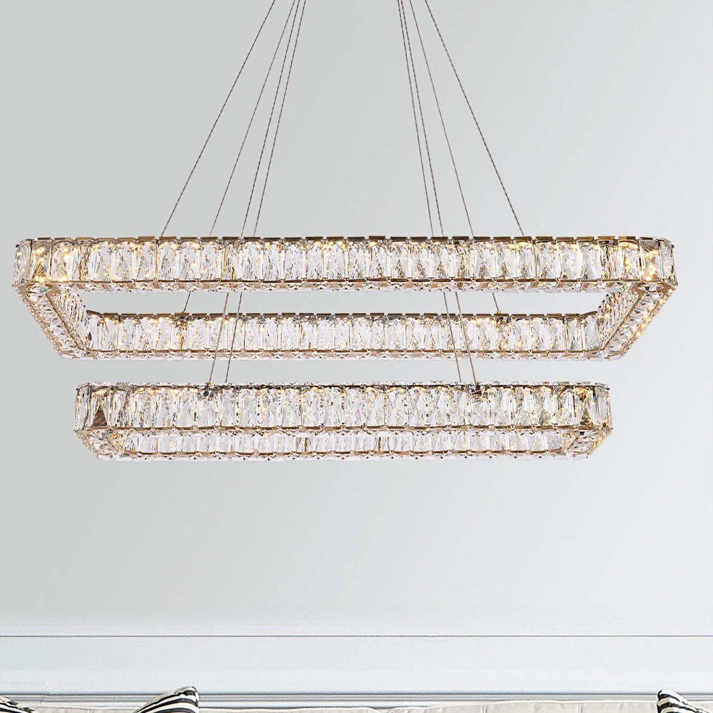 Monroe 42" Led Double Rectangle Pendant In Gold