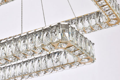 Monroe 42" Led Double Rectangle Pendant In Gold