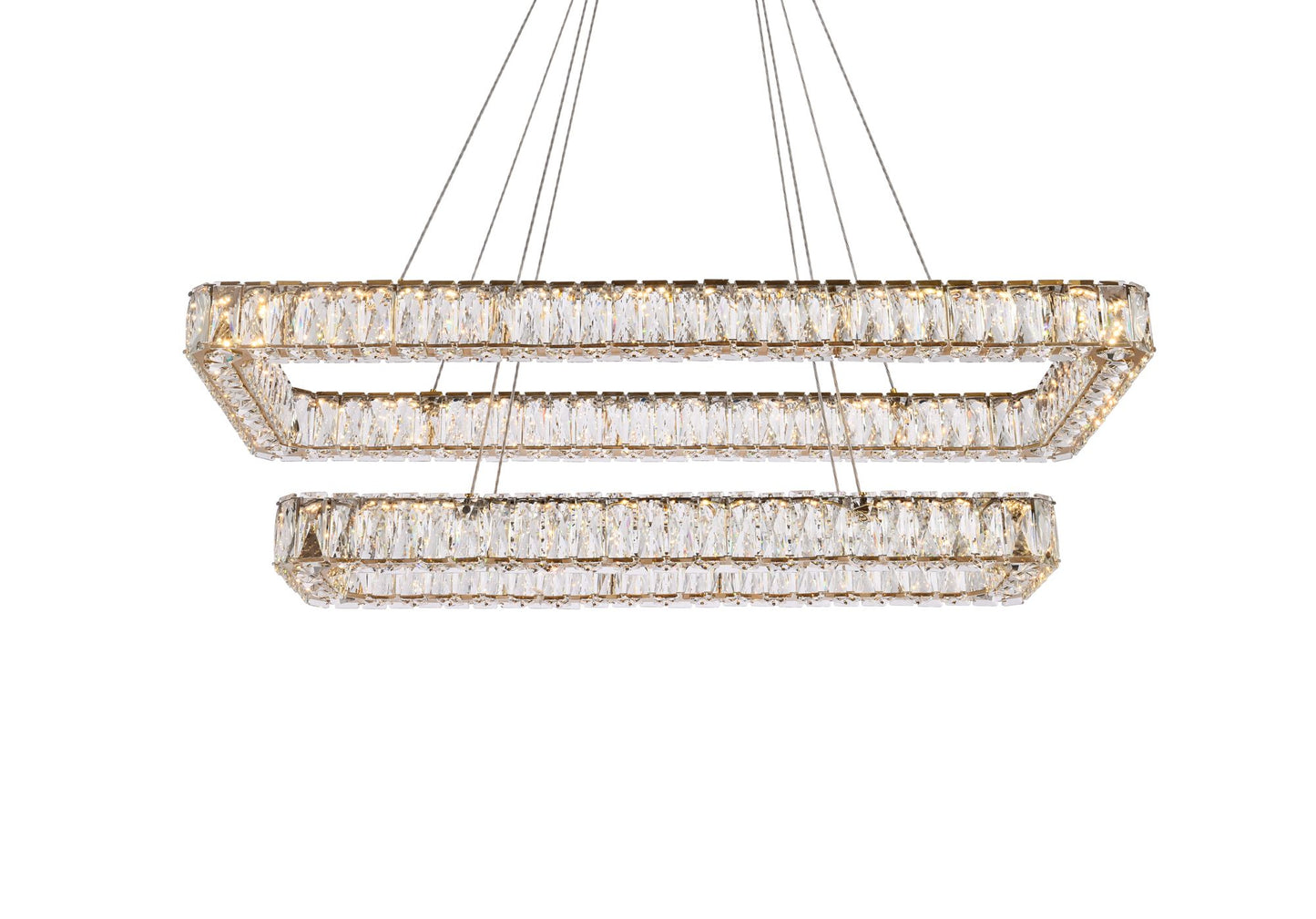 Monroe 42" Led Double Rectangle Pendant In Gold