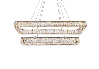 Monroe 42" Led Double Rectangle Pendant In Gold