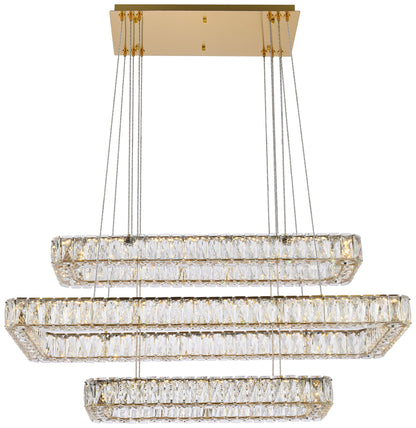 Monroe 42" Led Triple Rectangle Pendant In Gold