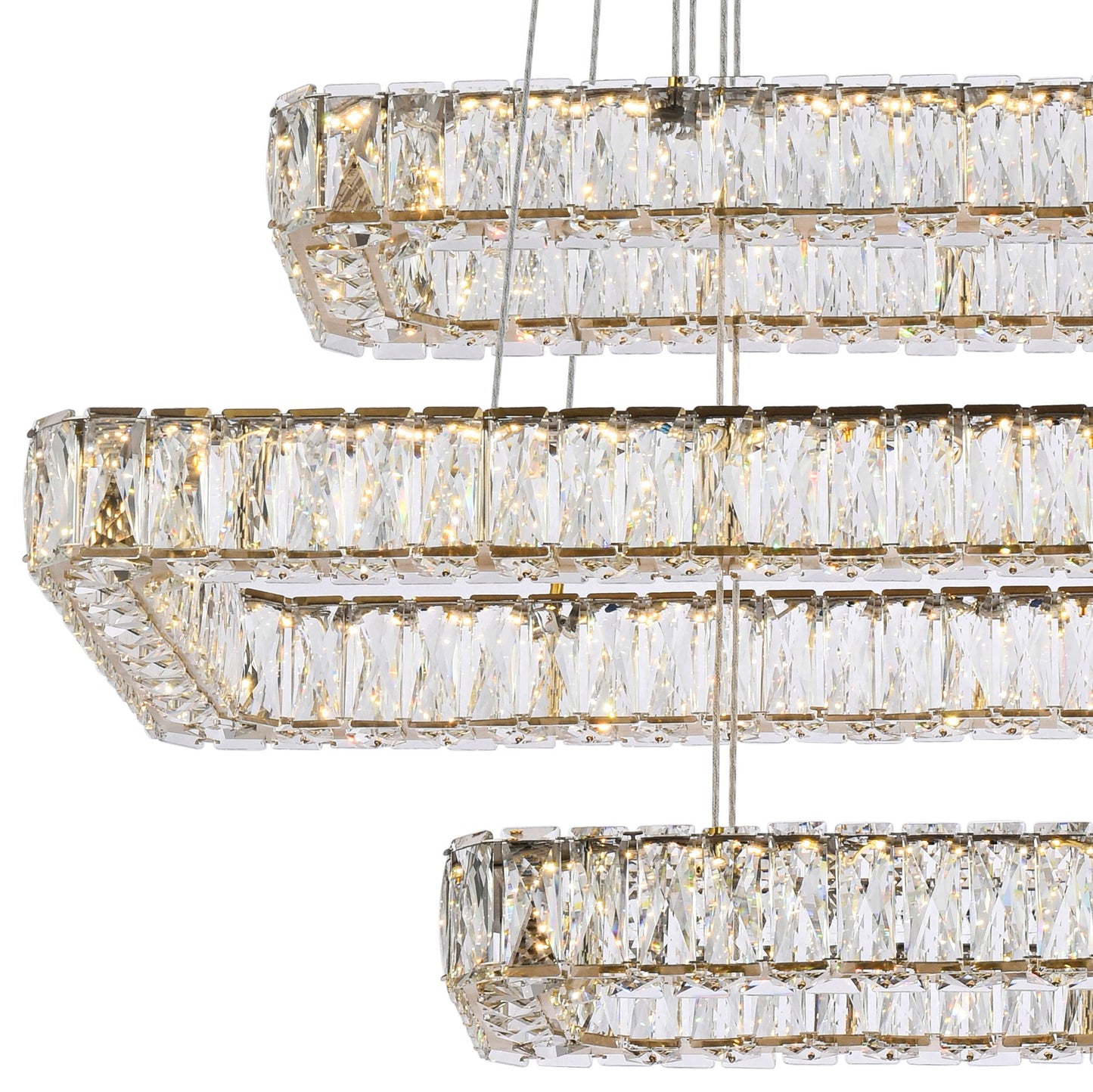 Monroe 42" Led Triple Rectangle Pendant In Gold