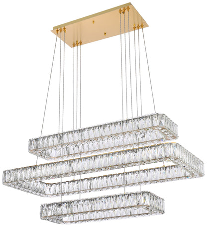 Monroe 42" Led Triple Rectangle Pendant In Gold