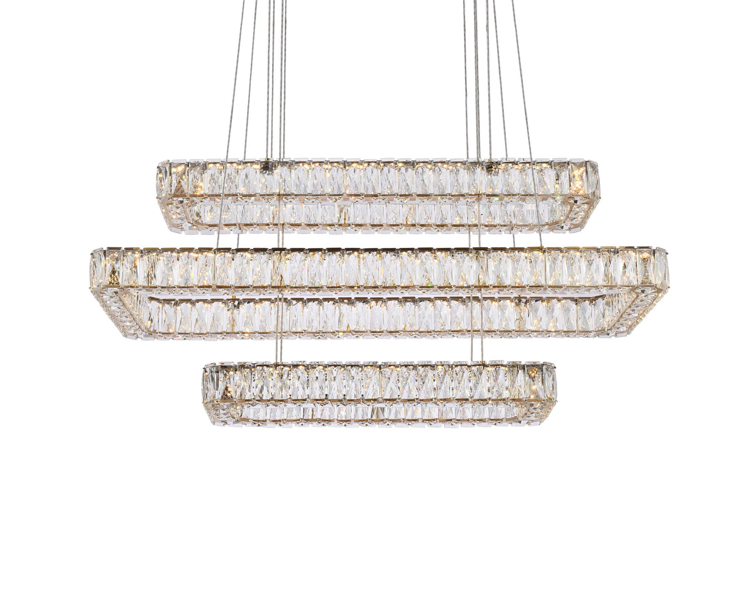 Monroe 42" Led Triple Rectangle Pendant In Gold