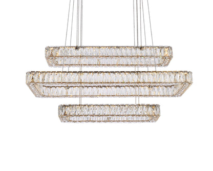 Monroe 42" Led Triple Rectangle Pendant In Gold