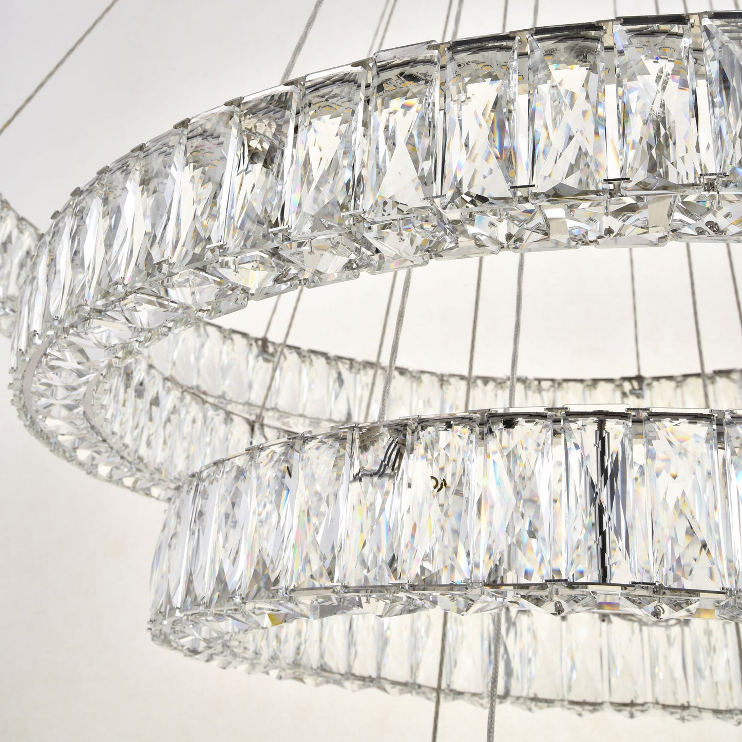 Monroe 42" Wide Chrome and Crystal 4-Tier LED Chandelier