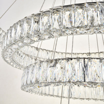 Monroe 42" Wide Chrome and Crystal 4-Tier LED Chandelier