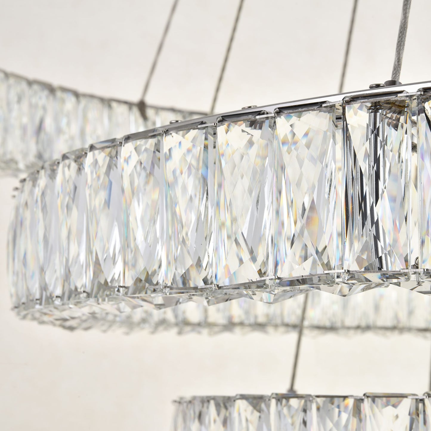 Monroe 42" Wide Chrome and Crystal 4-Tier LED Chandelier