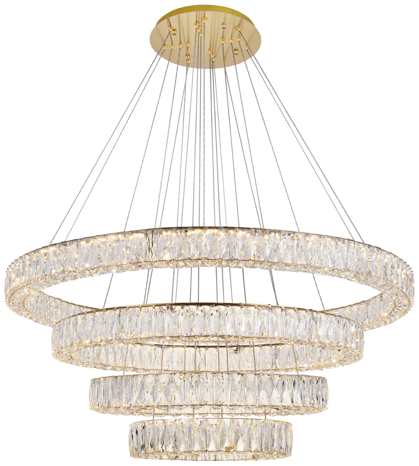 Monroe 42" Wide Gold and Crystal 4-Tier LED Chandelier