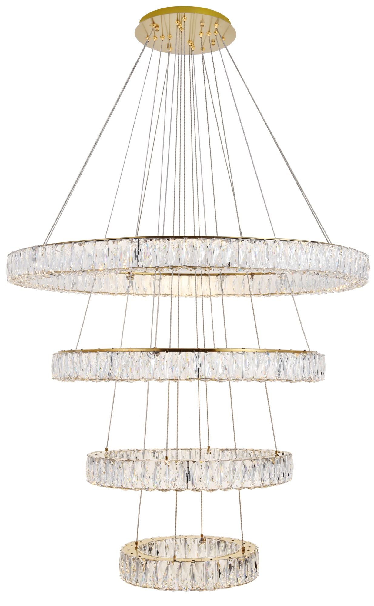 Monroe 42" Wide Gold and Crystal 4-Tier LED Chandelier