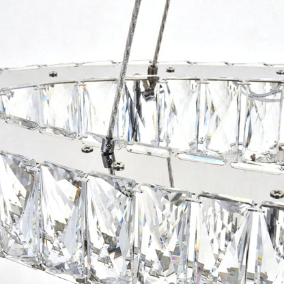 Monroe 48" Wide Chrome and Crystal 2-Tier Oval LED Chandelier