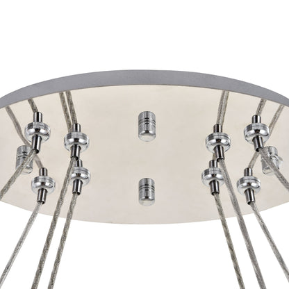 Monroe 48" Wide Chrome and Crystal 2-Tier Oval LED Chandelier