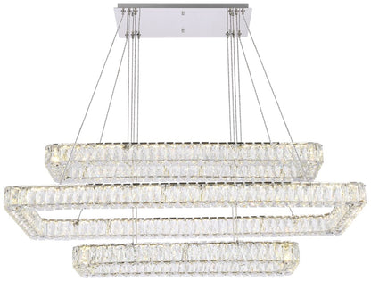 Monroe 50 1/4" Wide Chrome and Crystal 3-Tier LED Chandelier