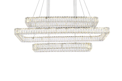 Monroe 50 1/4" Wide Chrome and Crystal 3-Tier LED Chandelier