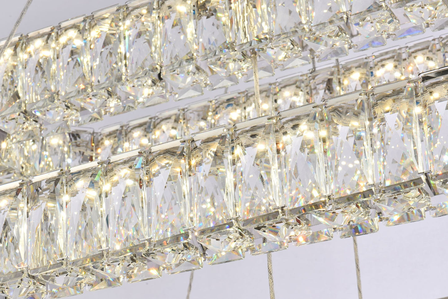 Monroe 50 1/4" Wide Chrome and Crystal 3-Tier LED Chandelier