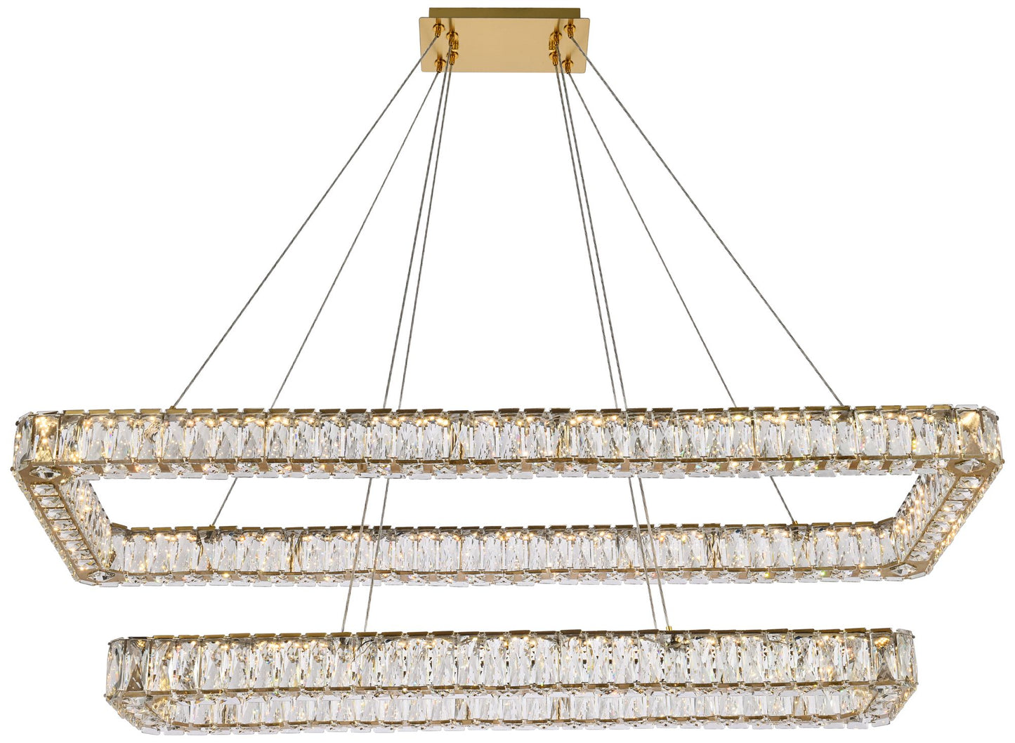 Monroe 50" Led Double Rectangle Pendant In Gold