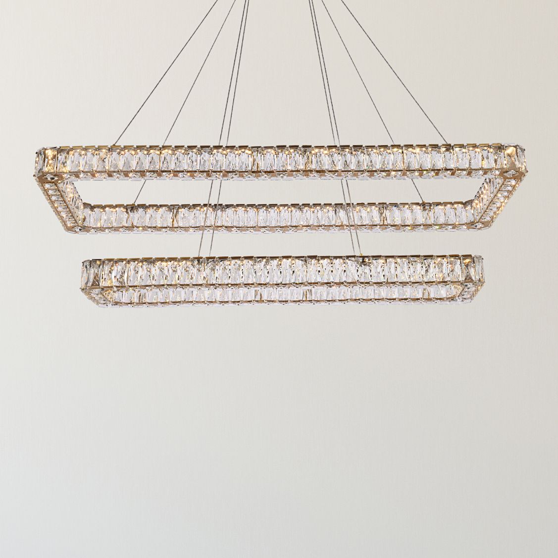 Monroe 50" Led Double Rectangle Pendant In Gold