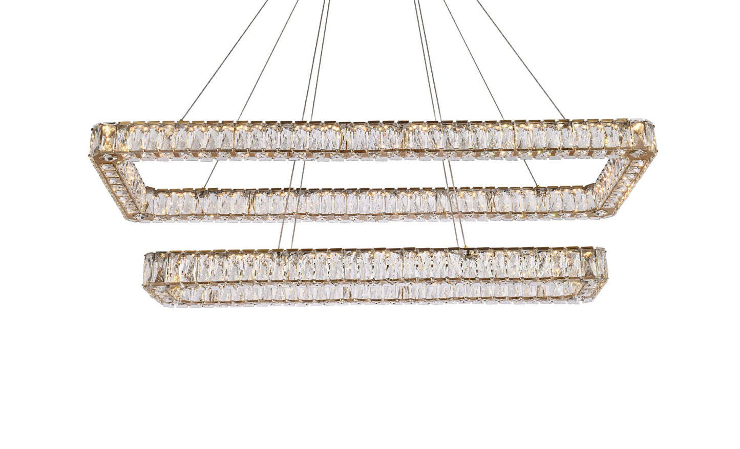 Monroe 50" Led Double Rectangle Pendant In Gold