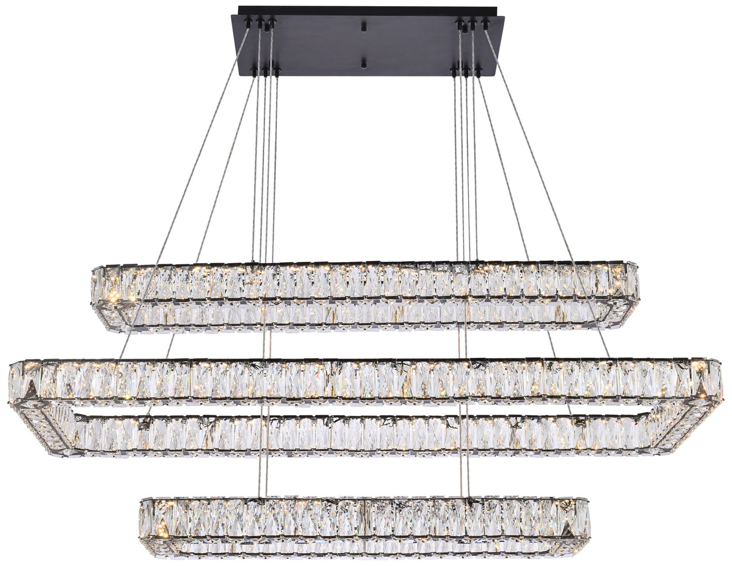 Monroe 50" Led Triple Rectangle Pendant In Black