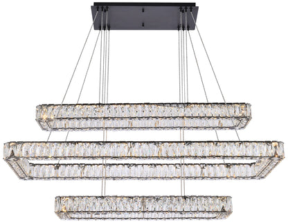 Monroe 50" Led Triple Rectangle Pendant In Black