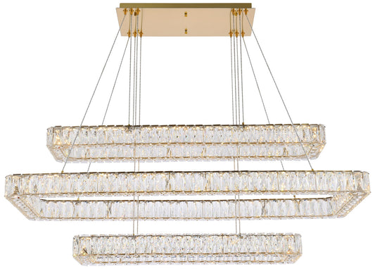 Monroe 50" Led Triple Rectangle Pendant In Gold