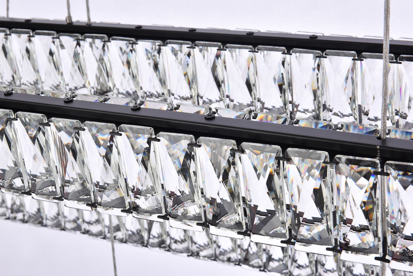 Monroe 50" Wide Black Crystal 3-Tier LED Pendant Light