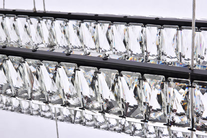 Monroe 50" Wide Black Crystal 3-Tier LED Pendant Light