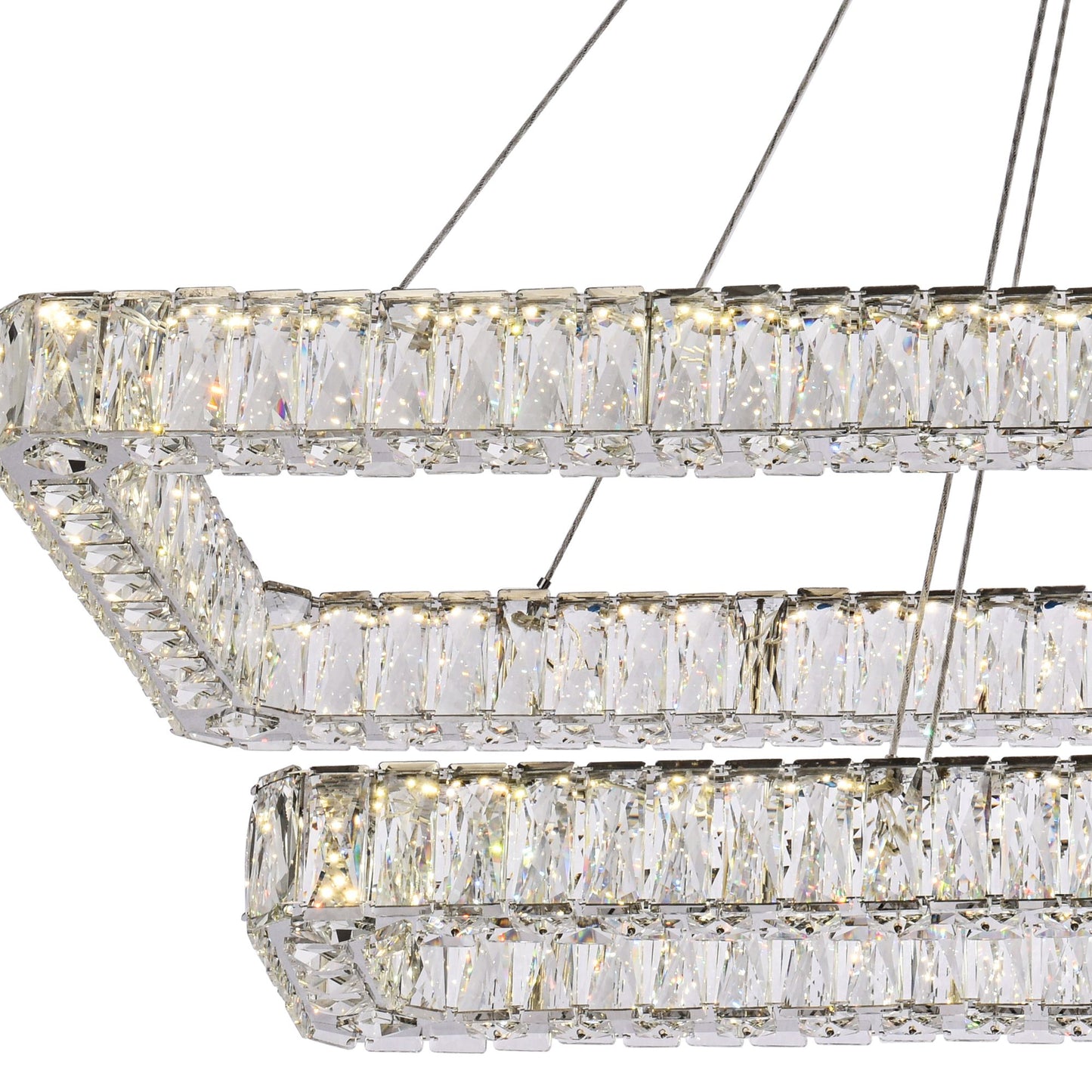 Monroe 50" Wide Chrome Crystal LED Rectangular Pendant Light